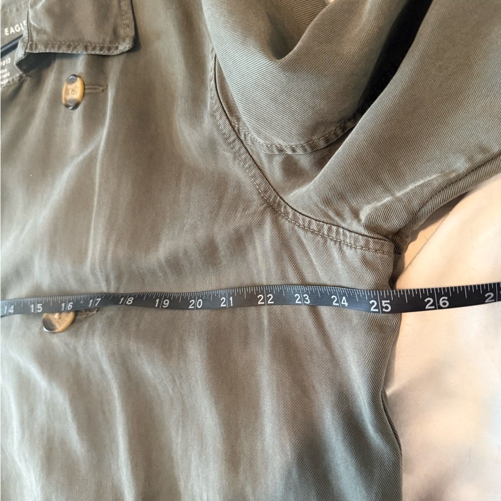 American Eagle Outfitters Olive Trench Coat - Picture 6 of 8